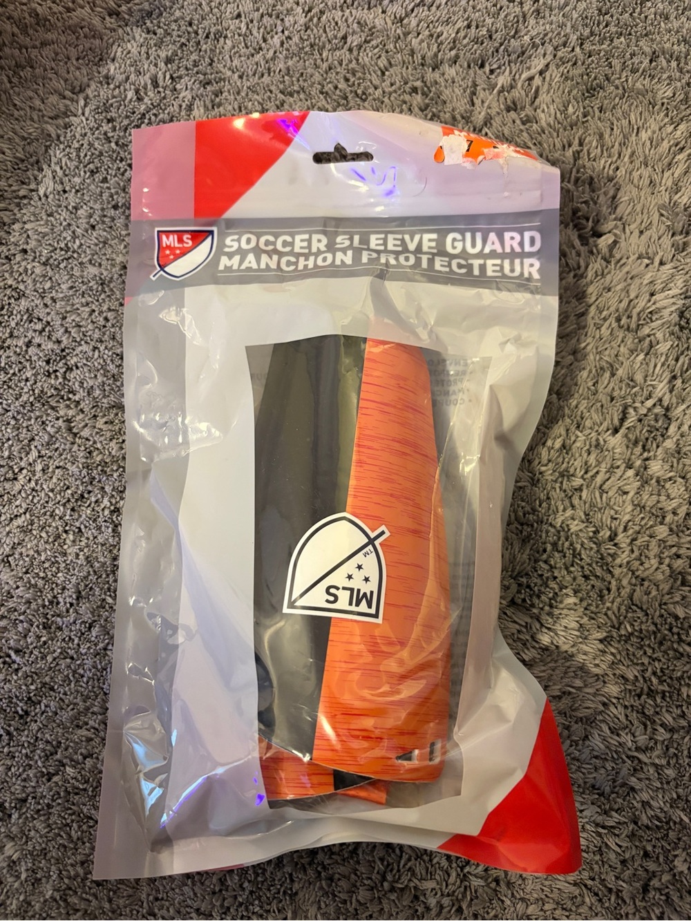 MLS Men’s Soccer Sleeve Guard - Black & Orange Medium